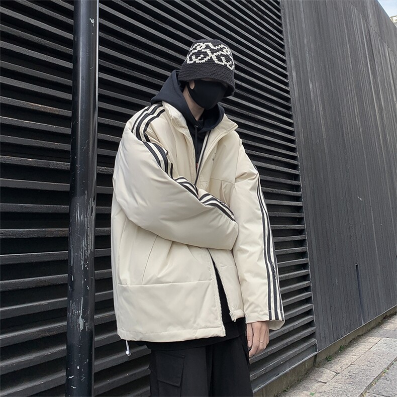 潮美式织带棉服冬季宽松加厚男女款立领上衣M065-P83,男装棉衣,星座308B-2
