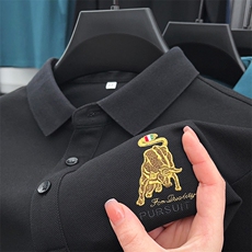 丝光棉长袖T恤中年男士翻领polo衫春秋新品男保罗衫商务休闲男装，男装T恤，电商B212（原钱塘6029）