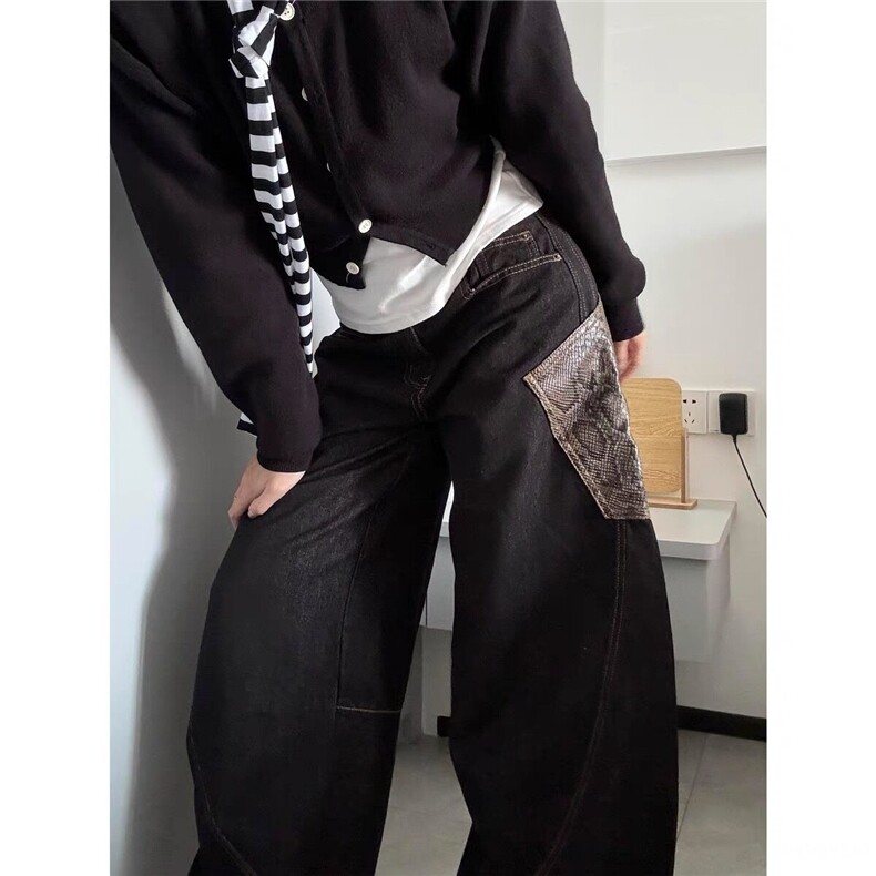 春季新款港风美式潮流高街黑色蛇纹休闲牛仔裤男长裤ZK3909-P55,男装牛仔裤,星座313A(原308A-2)