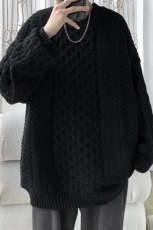 M6126/P75秋冬新款纯色宽松毛衣外套男针织衫宽松大码潮毛线衣男，男装针织衫/毛衣，电商A141