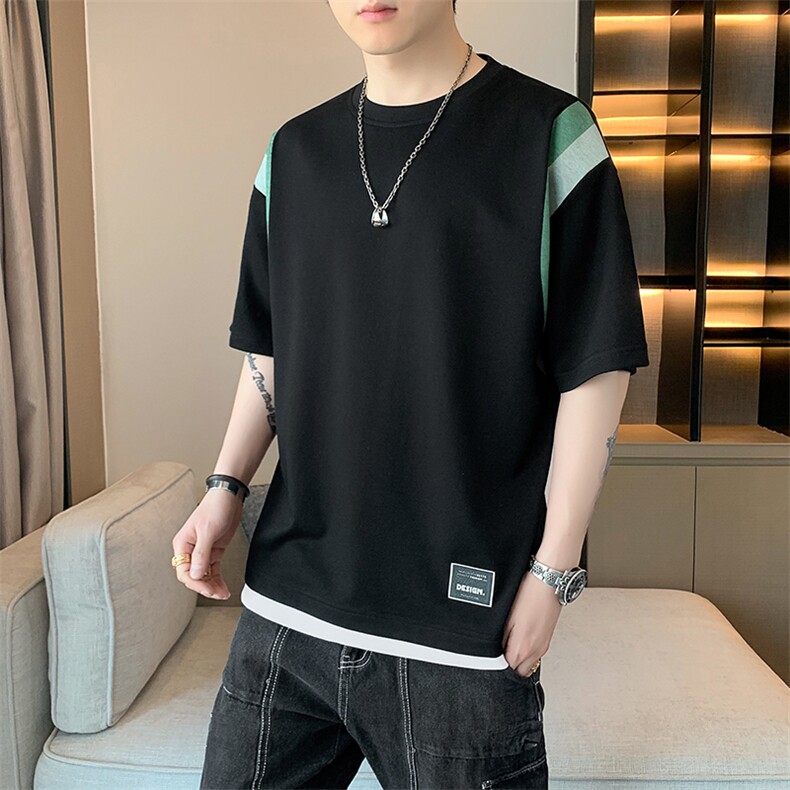 冰氧仿棉短袖店主风夏季休闲百搭撞色印花男上衣TC3157-P25控48,男装T恤,星座717