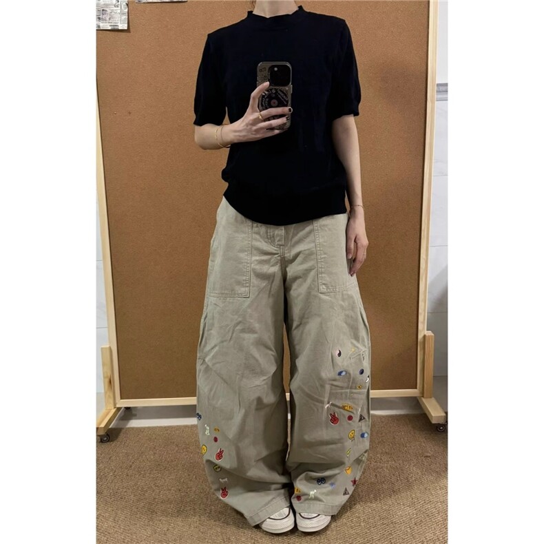 潮牌美式做旧水洗直筒裤男女复古宽松潮牌阔腿百搭长裤MK3135P74，男装休闲裤，星座1013-5