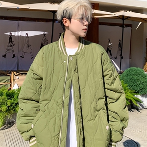 菱形格棉衣男冬季2025新款宽松潮流青少年加厚棒球领棉服外套潮牌图片