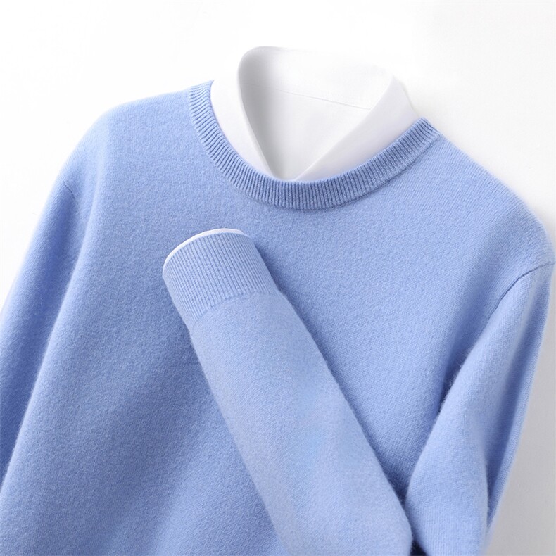 春秋冬季男圆领加厚羊毛男士毛衣宽松商务休闲羊绒打底上衣，男装羊绒套衫，兴泰羊绒