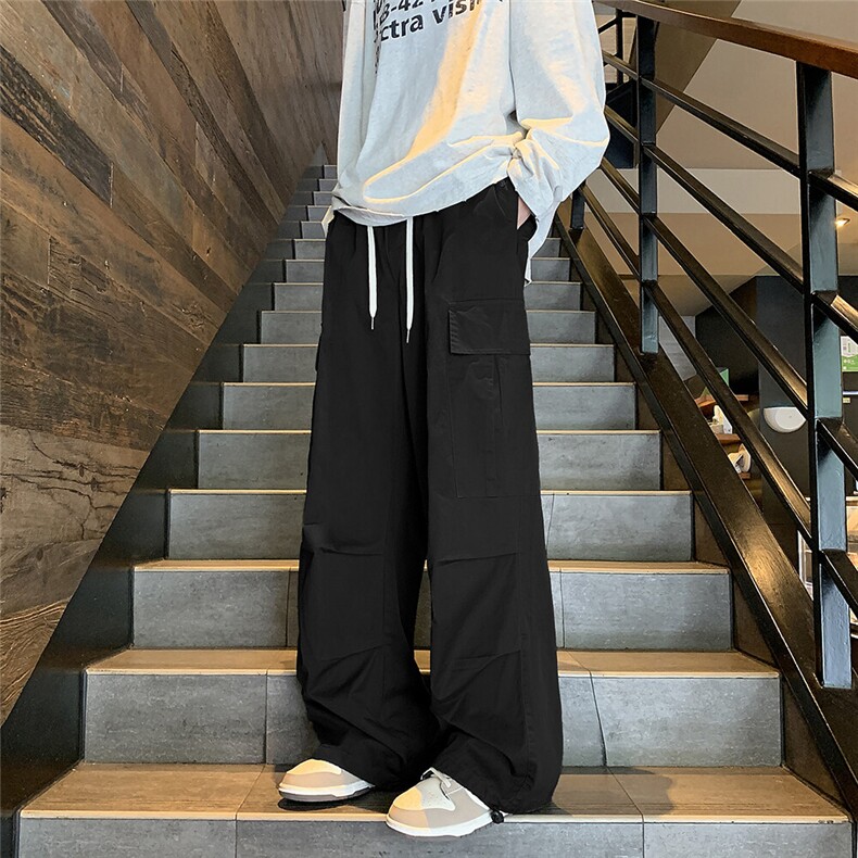 春秋季大口袋伞兵工装裤男cleanfit美式复古机能宽松休闲阔腿裤子,男装休闲裤,星座410-7