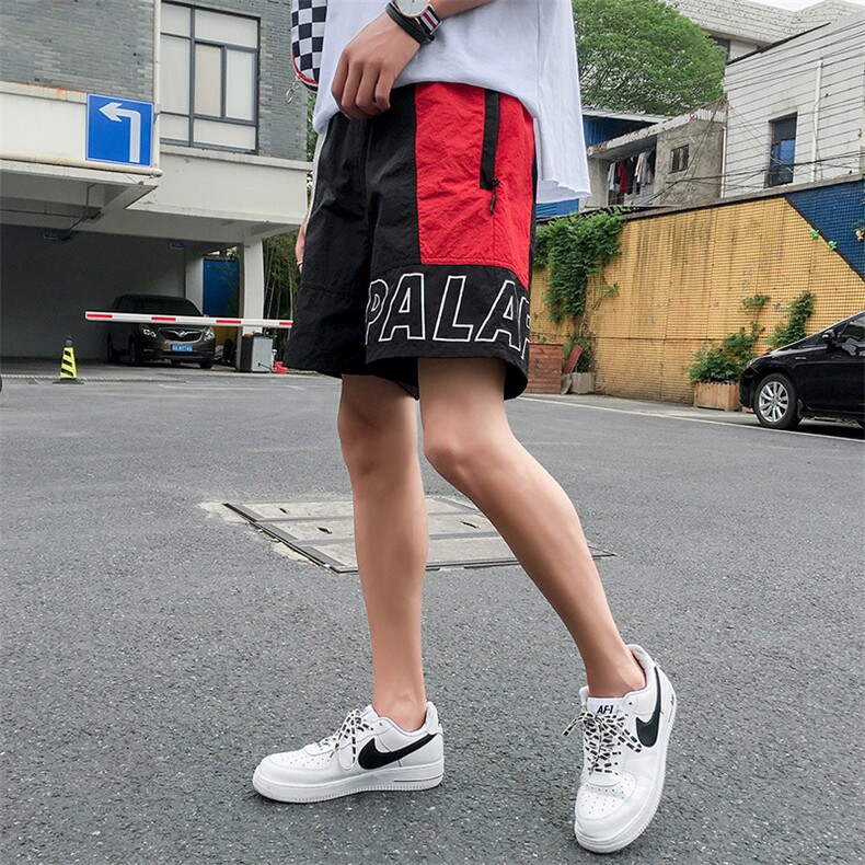 夏季潮牌运动短裤男休闲沙滩裤拼色潮流港风五分裤DS135T,男装休闲裤,电商A102