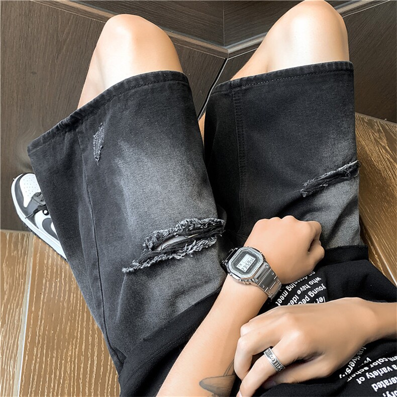 夏季新款男士美式高街牛仔裤宽松直筒牛仔中裤五分裤DK0710-P38,男装牛仔裤,星座308B-1