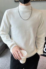 美式解构拼接德绒长袖t恤男款秋季cleanfit半高领正肩卫衣打底衫，男装针织衫/毛衣，电商B248