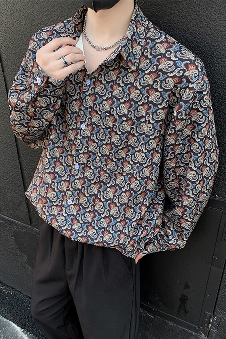 美式高街潮流衬衫潮牌宽松休闲上衣A086-CS2211-P38,男装衬衫,电商基地A086