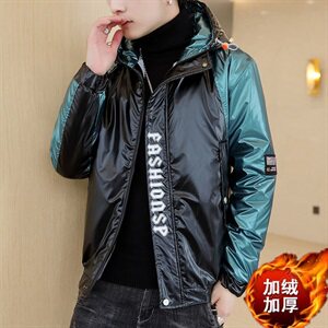 冬季亮拼袖羽棉服男模特加厚夹克保暖外套工装棉衣绿870加绒图片