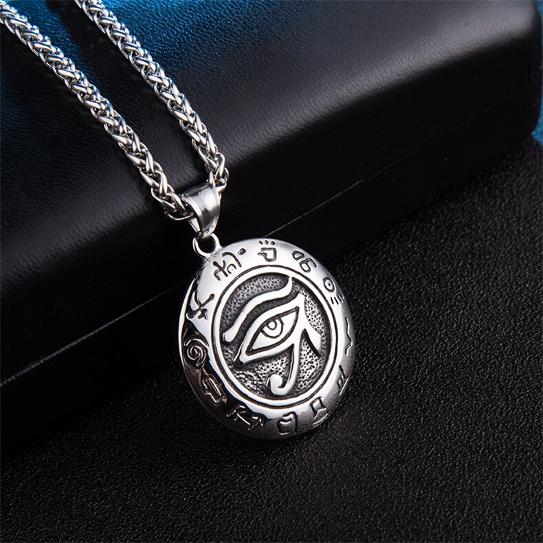 欧美复古吊坠个性游戏王项链创意男士钛钢荷鲁斯之眼吊坠，项链，星座510A-1