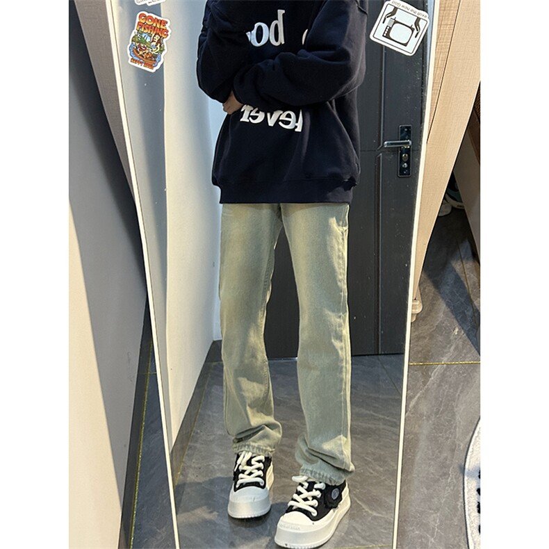 B221美式ins高街小众百搭纯色微喇牛仔裤LK22087-P55控78,男装牛仔裤,电商B221