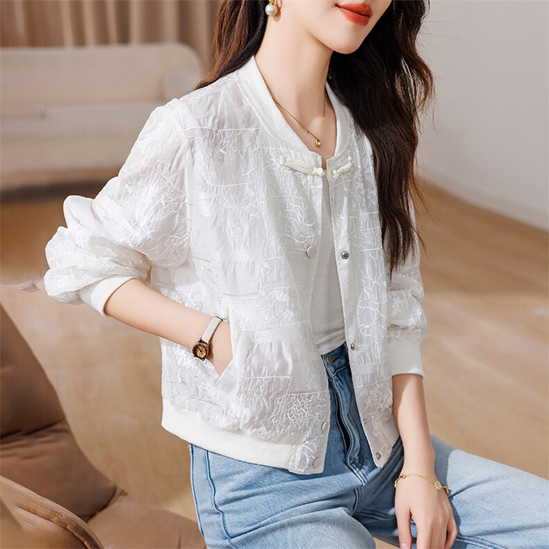 新中式刺绣防晒衣女夏季2026新款时尚洋气减龄休闲棒球服薄款外套，女装短外套，余墨