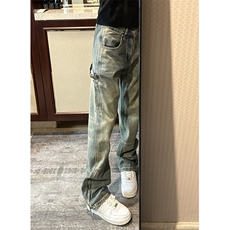 【有货】拉链微喇牛仔裤男美式vibe风裤子高街直筒X222LL-特P45，男装牛仔裤，星座1007（原301D）