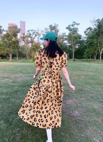 绑绳大豹点连衣裙，女装连衣裙，last name