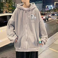 新款无品牌百搭简约流行时尚气质开衫连帽卫衣慵懒潮流原宿日系，男装卫衣，星座506A