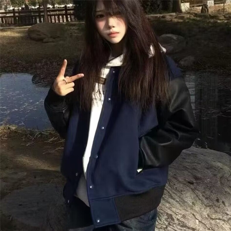 潮流春秋美式复古街头休闲高街短款拼接棒球服夹克外套男女,男装夹克,星座1210-1