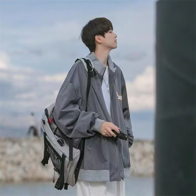 W9271-P58网图现货春季新款夹克外套百搭潮流休闲上衣宽松立领,男装夹克,星座1608-2