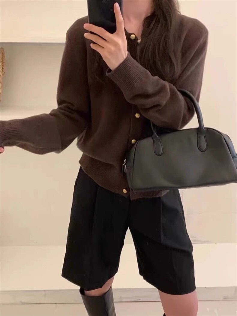 韩版小众温柔风毛衣开衫慵懒外套小个子粉色春秋新款针织上衣,针织衫/毛衣,半城羊绒