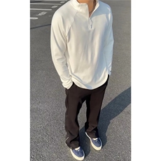 半拉链德绒卫衣打底衫男春秋美式痞帅立领内搭健身训练长袖t恤，男装T恤，星座410-6（原星座1304-1）
