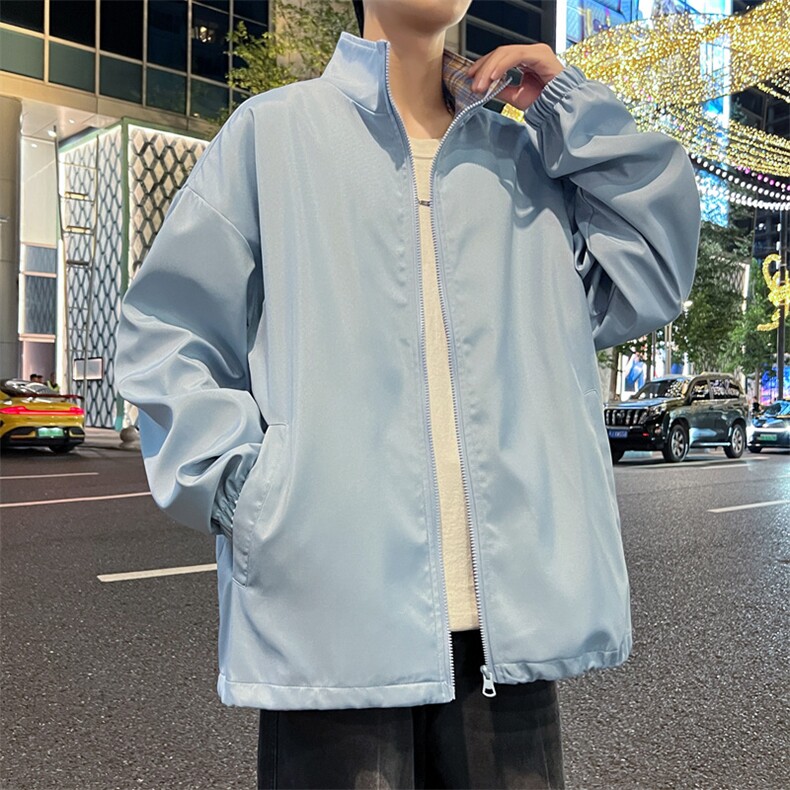 美式高阶新款夜景秋季翻领拼接格子复古情侣外套25189TP32,女装短外套,电商A247