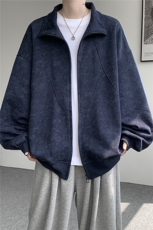 特批扎染开衫卫衣男美式重磅解构拼接脏脏拉链立领外套KS008-TP65，女装短外套，电商B312