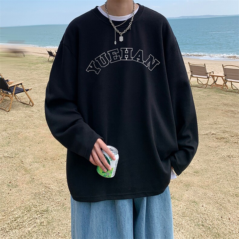 抖音供货、秋季现货舒适棉宽松重磅长袖T恤D223A-CT2317-特P28,男装T恤,电商019-1