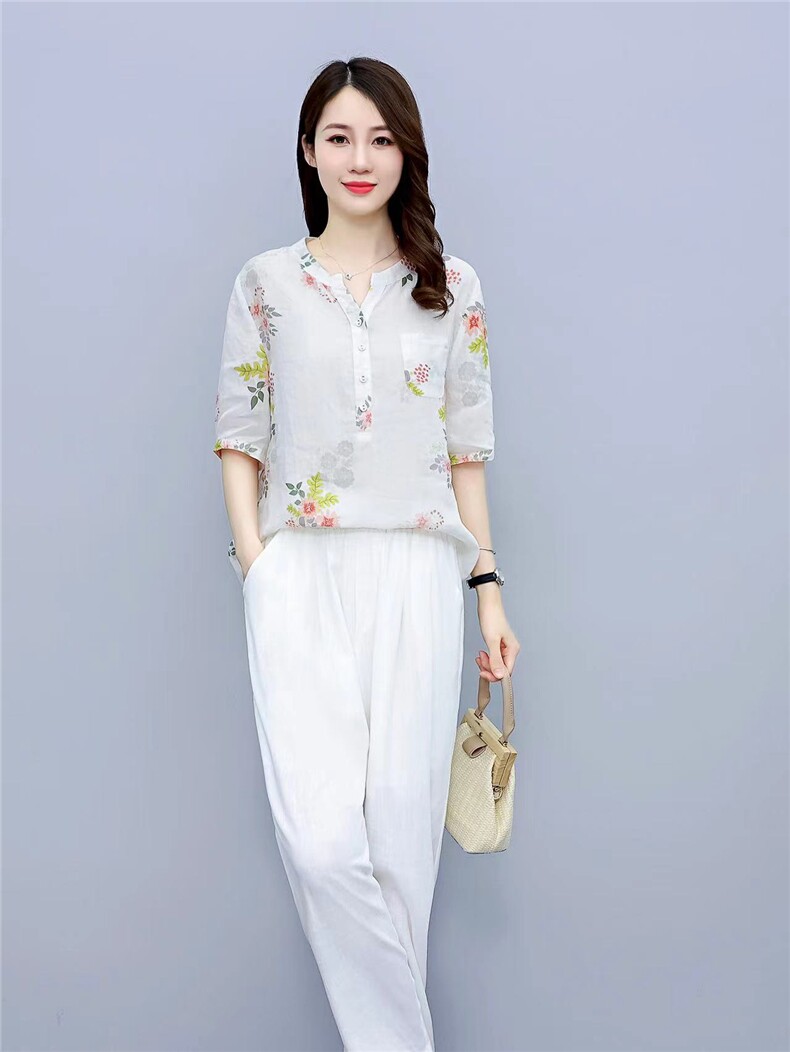 现货2023夏装新款高端品质苎麻洋气减龄上衣,女装衬衫,凝聚力