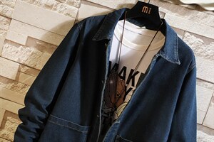 FY640-P75秋季牛仔风衣男士长款潮流大码修身帅气青年外套，男装风衣，星座103A