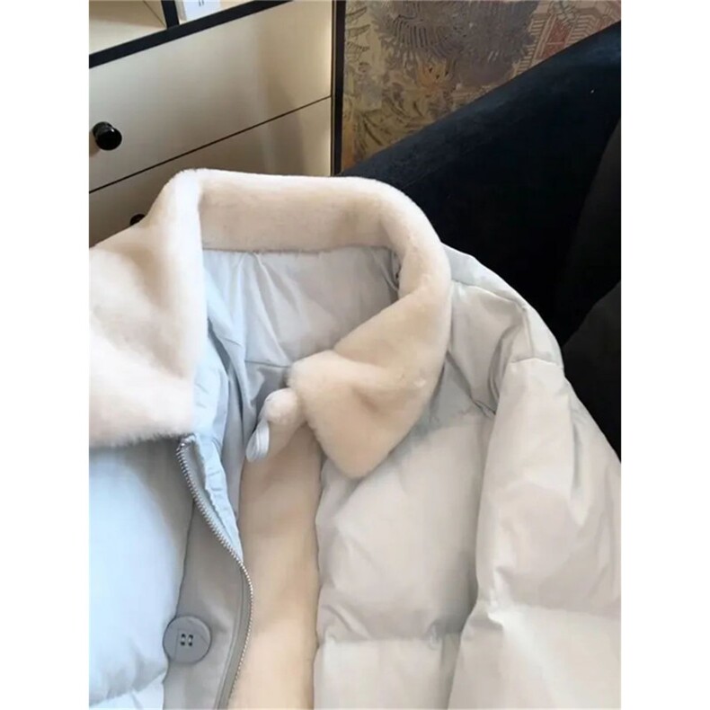 1506-1/M77041/P89韩版拼接毛领奶蓝色高级感棉服棉,男装棉衣,星座1506-1