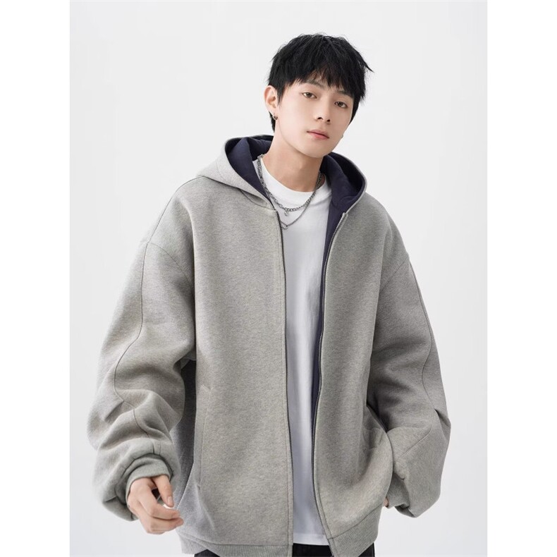 1506A/GY340/P56新款卫衣宽松简约连帽卫衣开衫潮流百搭,男装卫衣,星座1506A