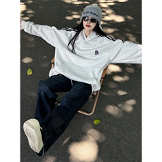 【有货】WY903CC-特P53美式复古条纹小熊刺绣连帽卫衣男女，男装卫衣，星座1007（原301D）