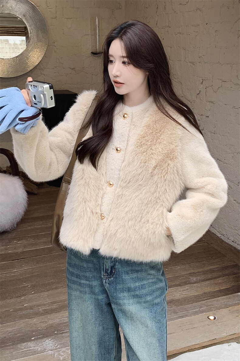 现货2025新款仿皮草外套气质毛绒女外套2C212-G12-P175-K258,女装短外套,2C212