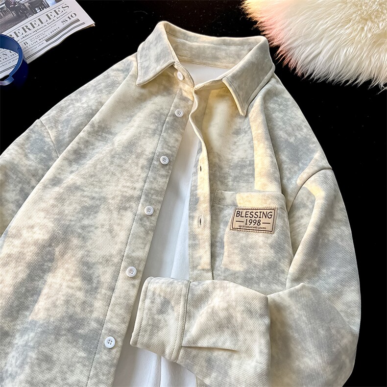 8XL-M秋冬款加绒加厚衬衫男做旧脏脏保暖外套大码衬衣CS29002P65图片