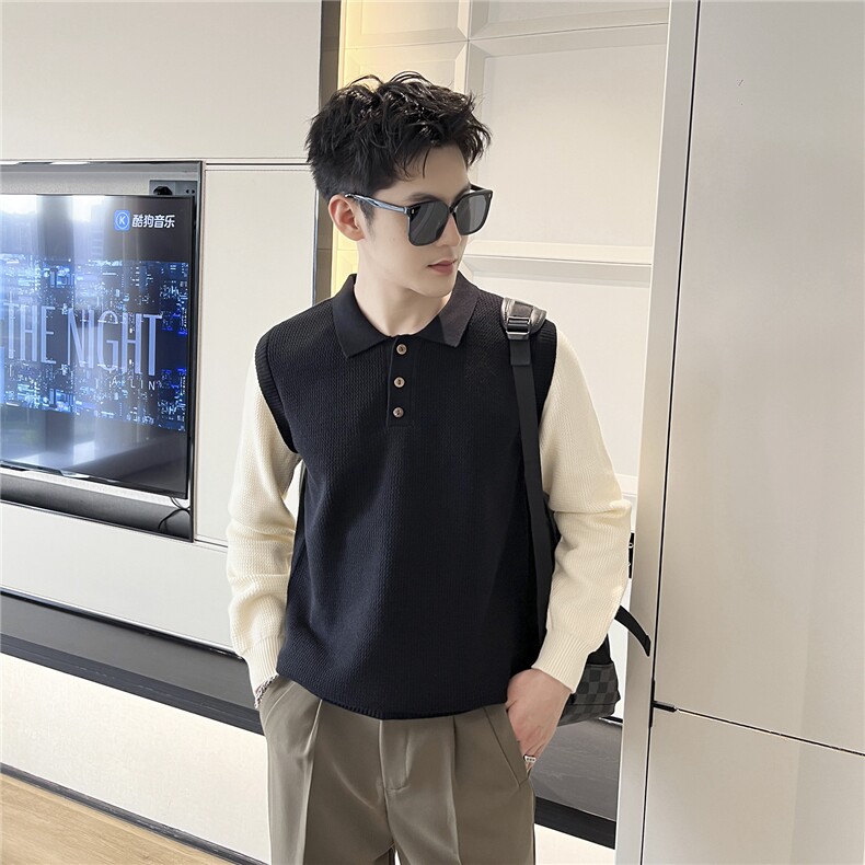 B353 MY816 P68 L-3XL 黑色冬季男士常规版型潮版针织衫套头毛体图片