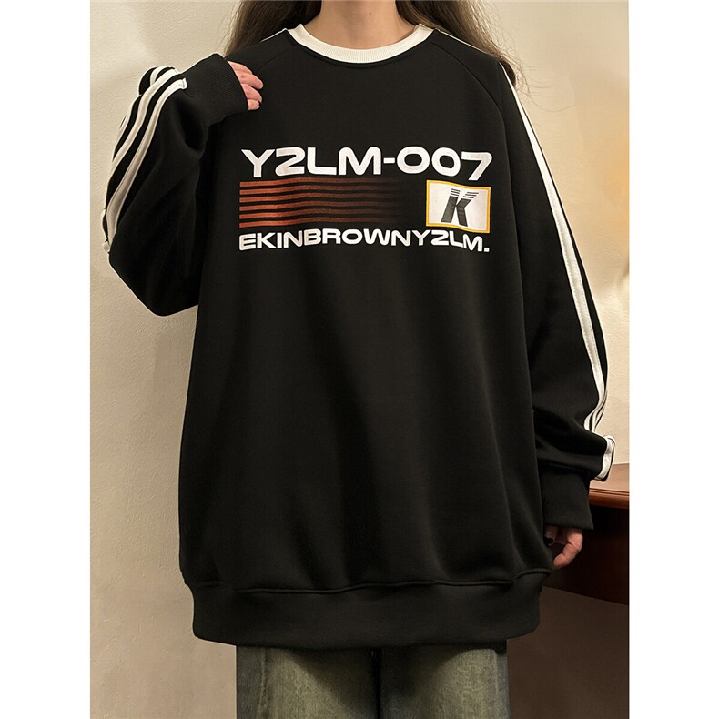 1中性风印花字母图案袖子三杠织带大码M-5XL卫衣男WY77762P48控68,男装卫衣,星座226-2
