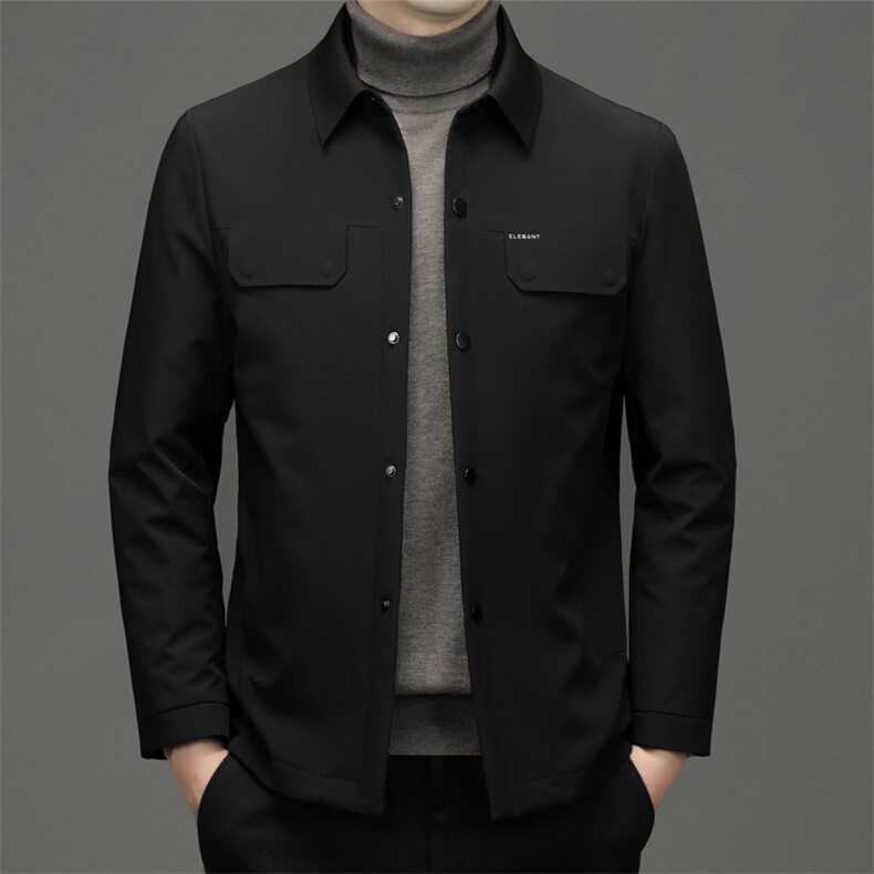 CXY202钱塘2020-2中年男士翻领纯色百搭简约冬季厚款羽绒服P195,男装羽绒服,钱塘207-2