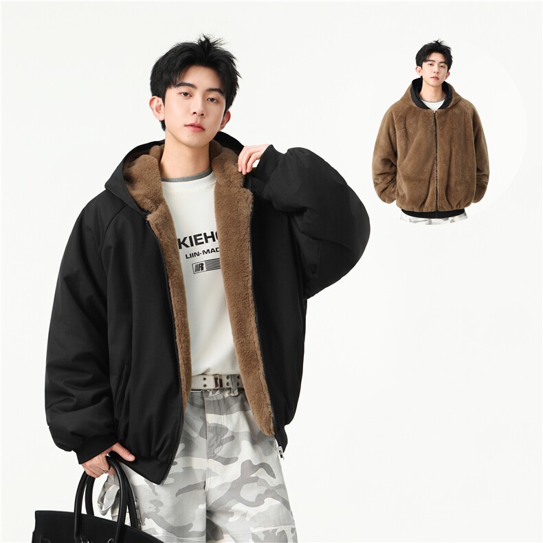 美式仿兔毛两面穿棉衣男冬季情侣保暖外套，MF2258-特P95-控168，男装棉衣，星座603