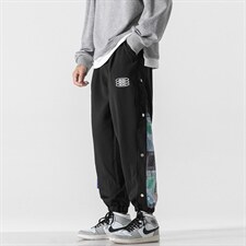 日系2024秋冬新款侧开叉拼接束脚运动休闲潮牌裤子2110-P45控69，男装休闲裤，星座914-3