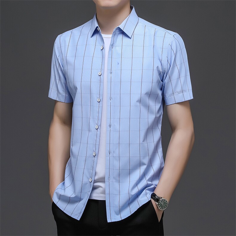 AD22100钱塘2020-3夏季男士精品格子短袖衬衫P60,男装衬衫,钱塘207-3