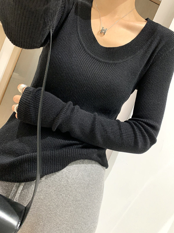 新款百搭时尚简约V领羊毛衫显瘦修身打底衫,女装羊毛衫,圣旺供货