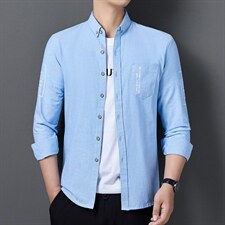 时尚衬衣商务休闲长袖衬衫中年男秋装宽松寸衫上衣BJY8803-P80图片