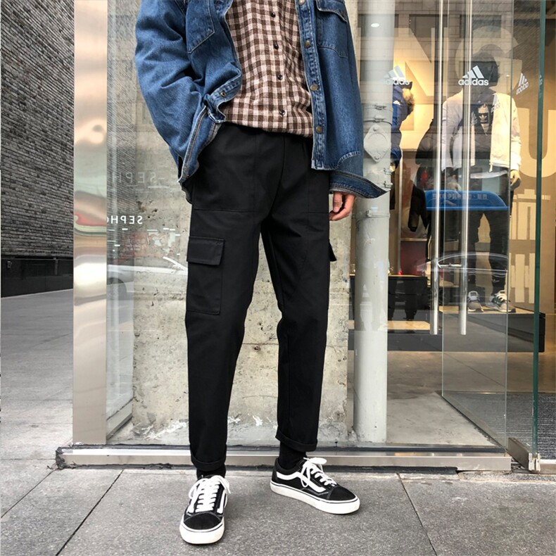 秋季宽松国潮束脚休闲工装裤子青少年哈伦裤九分裤K136-P20，男装休闲裤，星座509