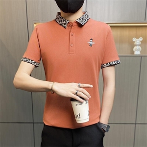 PL039-P40夏季刺绣T恤男短袖POLO衫潮牌ins半袖潮流休闲百搭图片