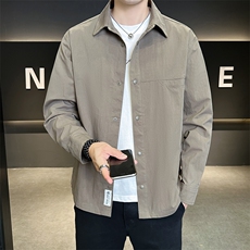 男士长袖衬衫秋季2025新款痞帅潮牌薄款衬衣外套A313-25615-P98，男装衬衫，电商A313