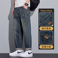 美春季式复古锥形牛仔裤潮牌直筒宽松休闲男装长裤子Z9882-P50，男装牛仔裤，星座509