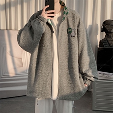 秋上新两面穿开衫百搭夹克港风男女韩版徽章棒球服外套8002-P100，男装夹克，电商A441-1