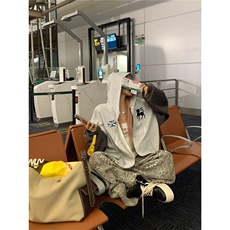 美式潮牌小众设计感做旧牛仔外套磨白水洗高街痞帅夹克男，男装工装外套，星座506A