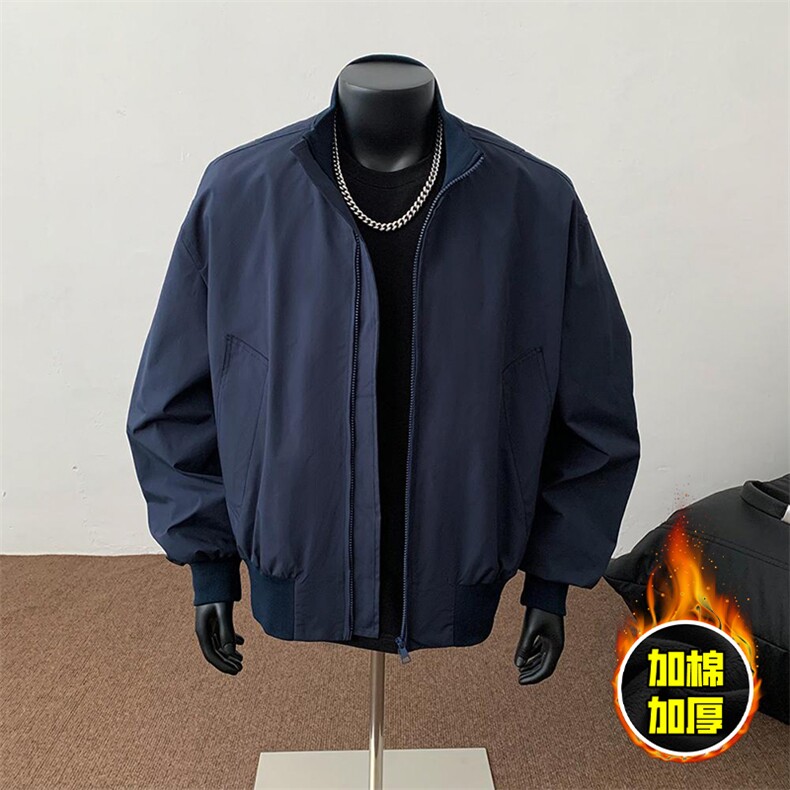 现货冬季美拉德立领飞行夹克廓形高街棒球服加棉加厚棉衣外套,男装夹克,电商A443