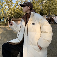 冬季潮牌ins宽松连帽服假两件衣男美式复古外套W6498-P85，男装棉衣，星座512-3